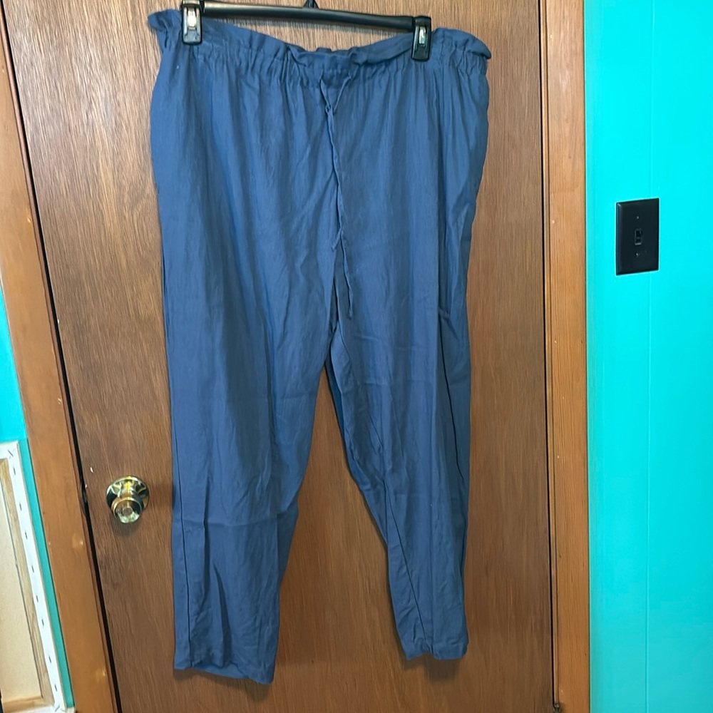 Eloquii plus size 18 linen tie front pants.